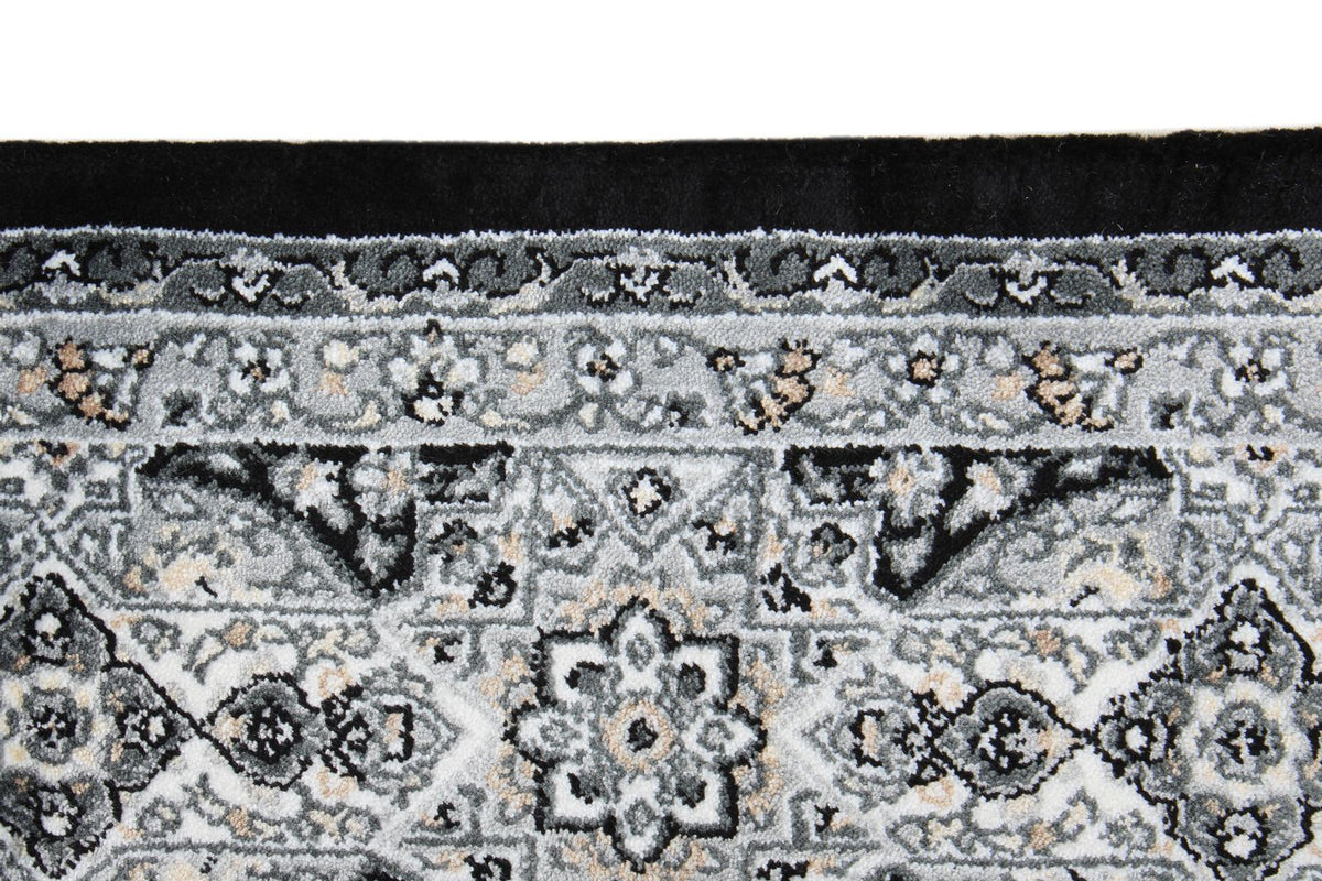 3x5 Black and Ivory Kazak Tribal Rug