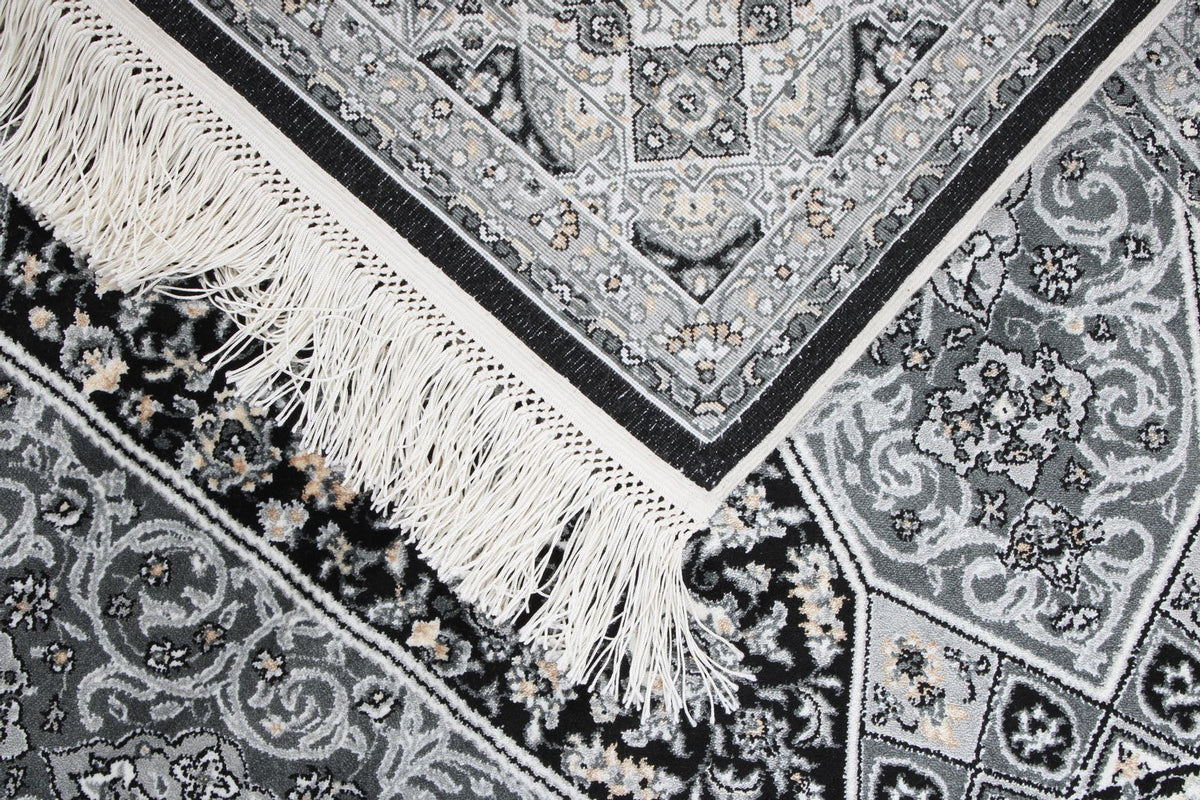 3x5 Black and Ivory Kazak Tribal Rug