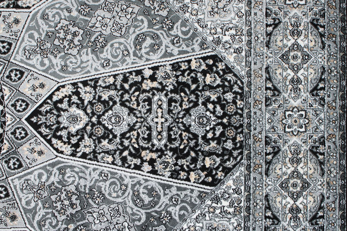 3x5 Black and Ivory Kazak Tribal Rug