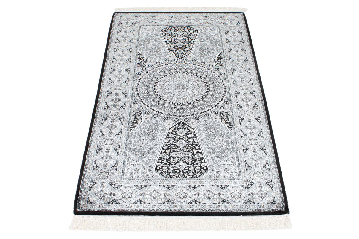 3x5 Black and Ivory Kazak Tribal Rug