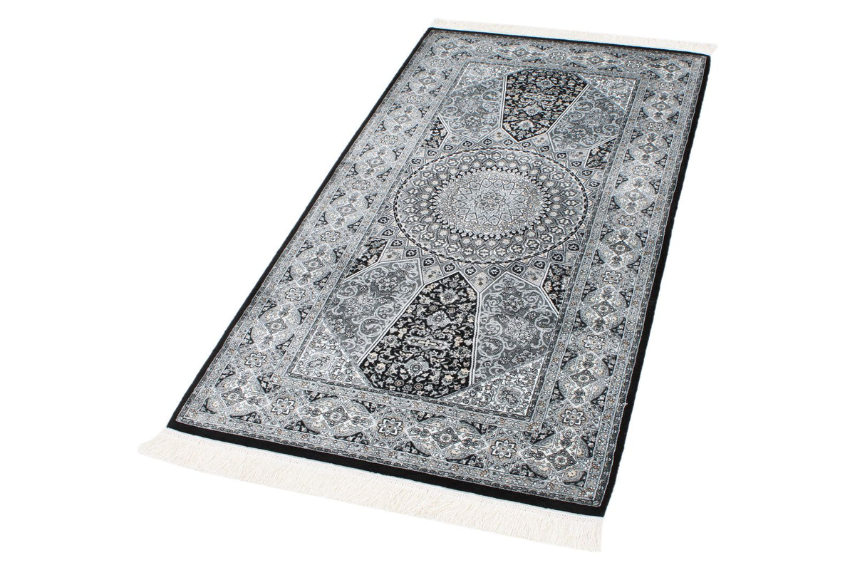 3x5 Black and Ivory Kazak Tribal Rug