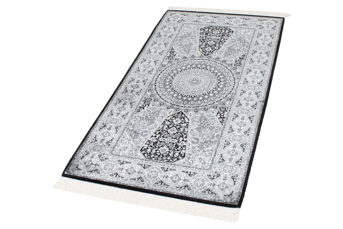 3x5 Black and Ivory Kazak Tribal Rug