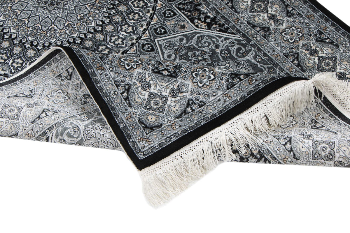 3x5 Black and Ivory Kazak Tribal Rug
