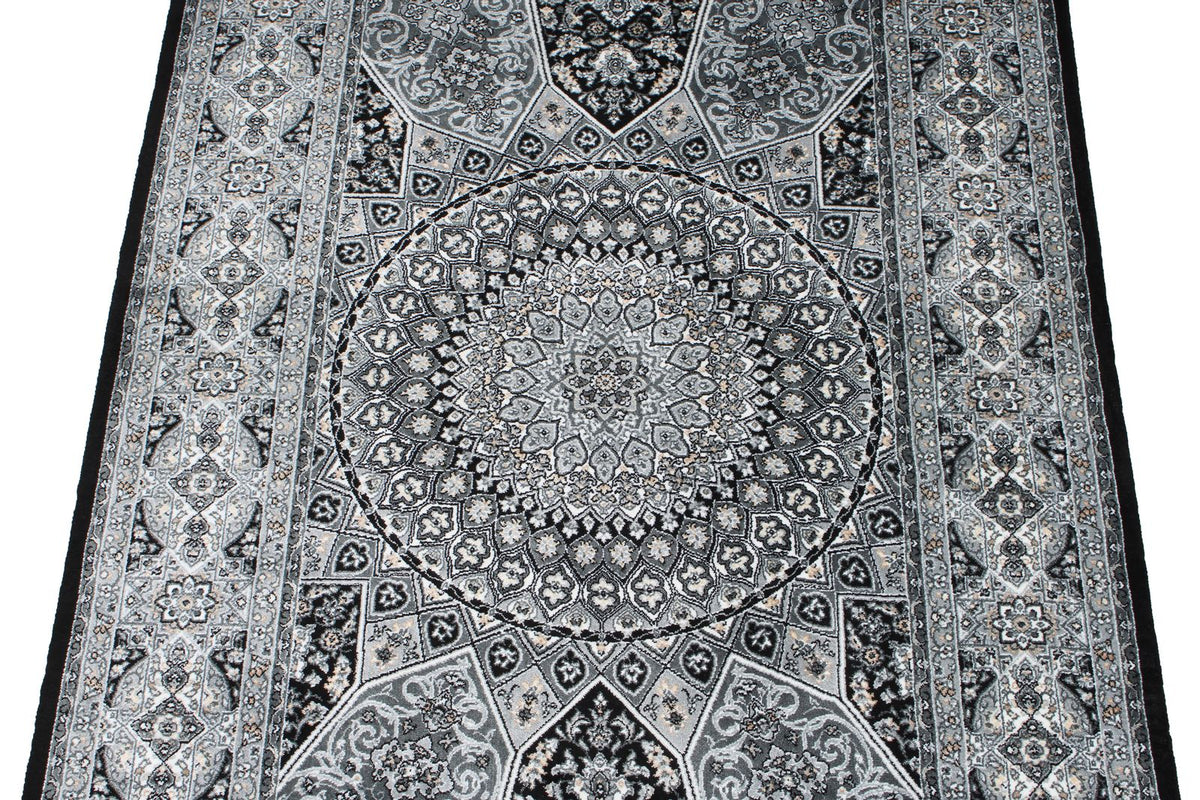 3x5 Black and Ivory Kazak Tribal Rug