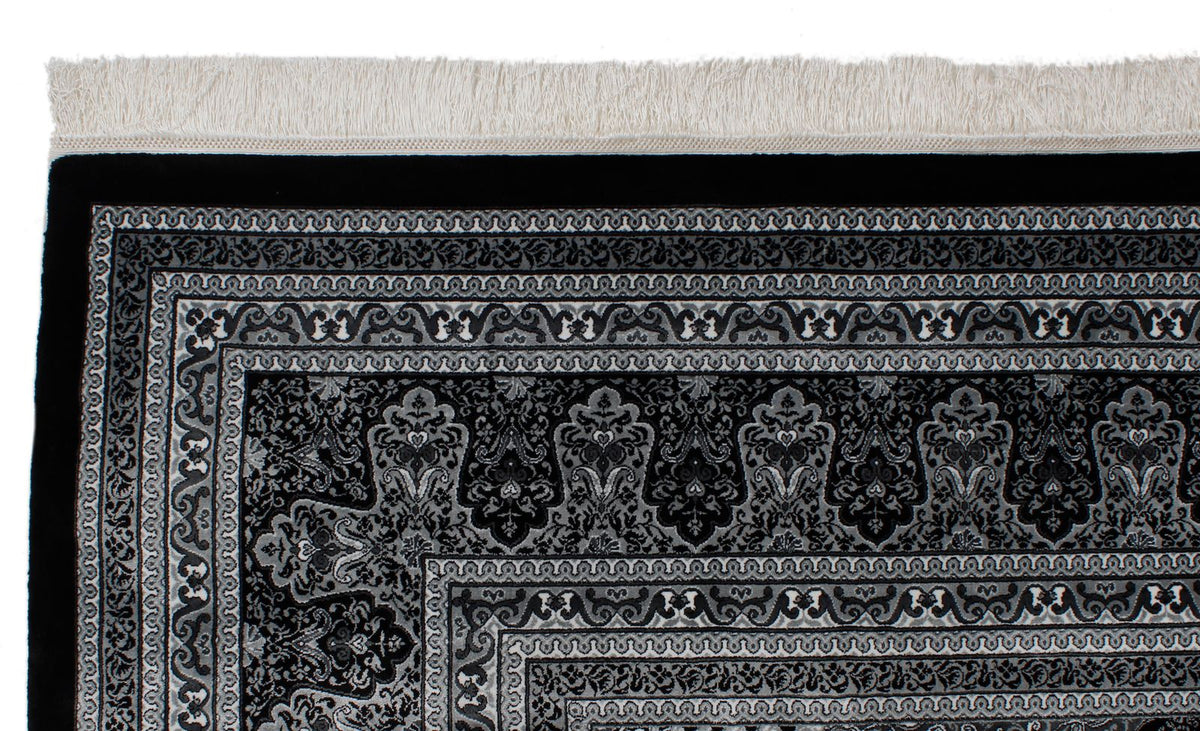 7x10 Black and Ivory Turkish Antep Rug