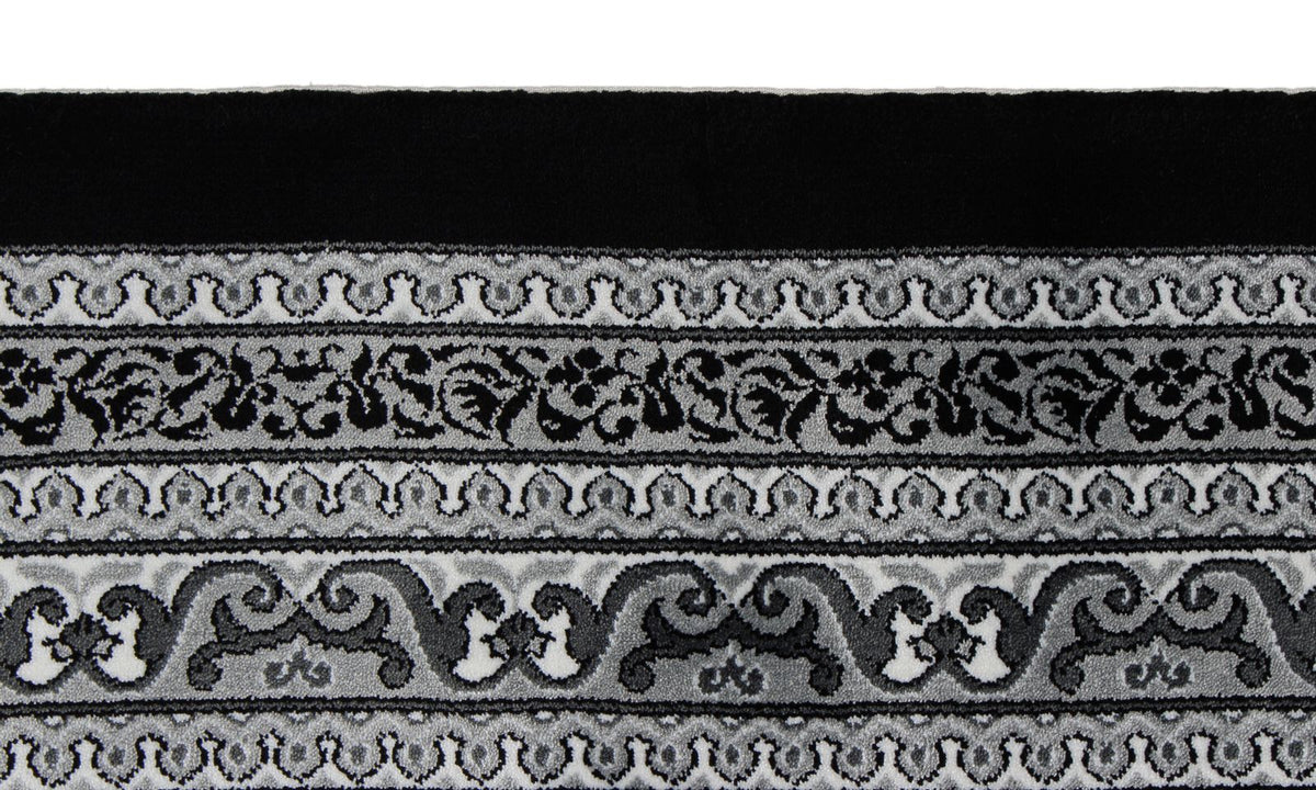 7x10 Black and Ivory Turkish Antep Rug