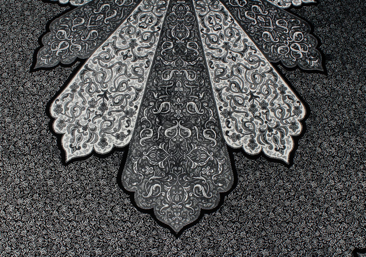 7x10 Black and Ivory Turkish Antep Rug