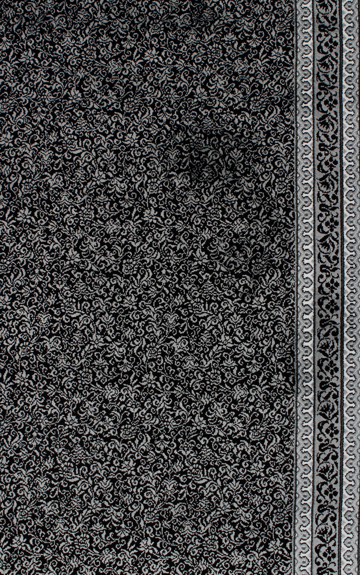 7x10 Black and Ivory Turkish Antep Rug