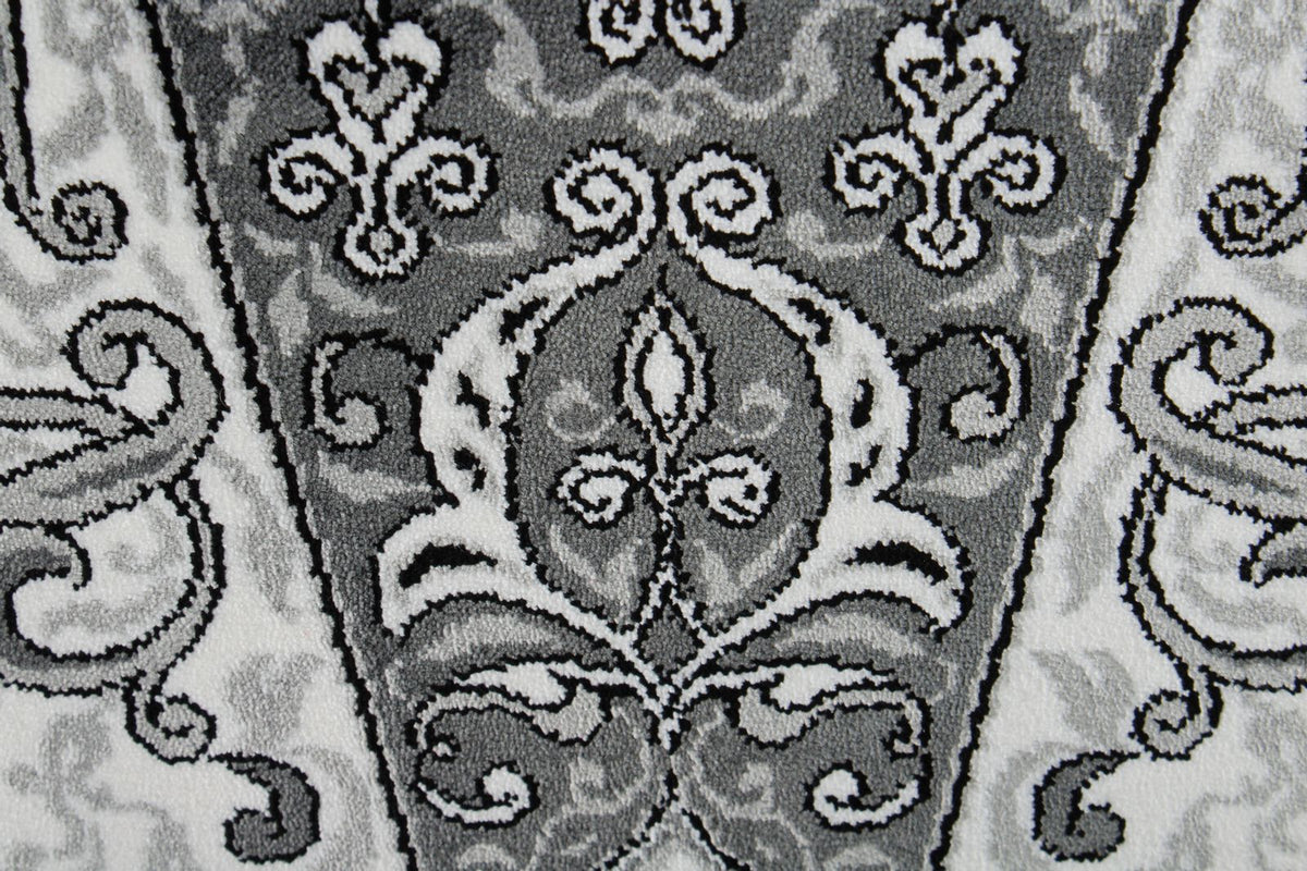 7x10 Black and Ivory Turkish Antep Rug