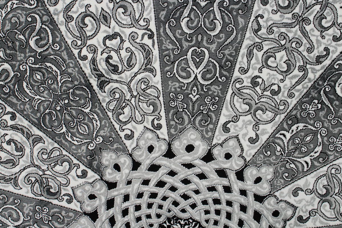 7x10 Black and Ivory Turkish Antep Rug