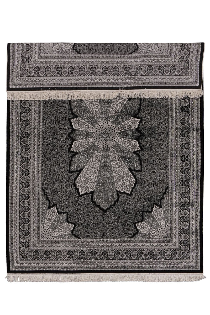 6x8 Black and Ivory Turkish Antep Rug