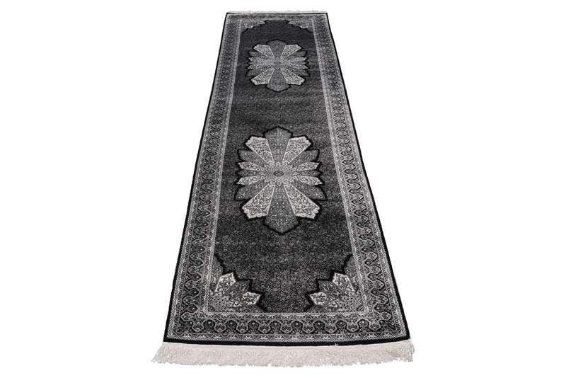 3x10 Black and Ivory Turkish Antep Runner