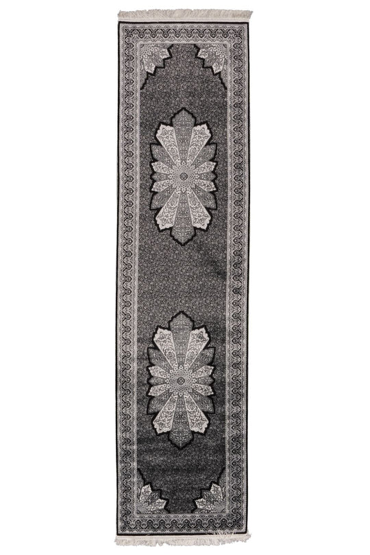 3x10 Black and Ivory Turkish Antep Runner