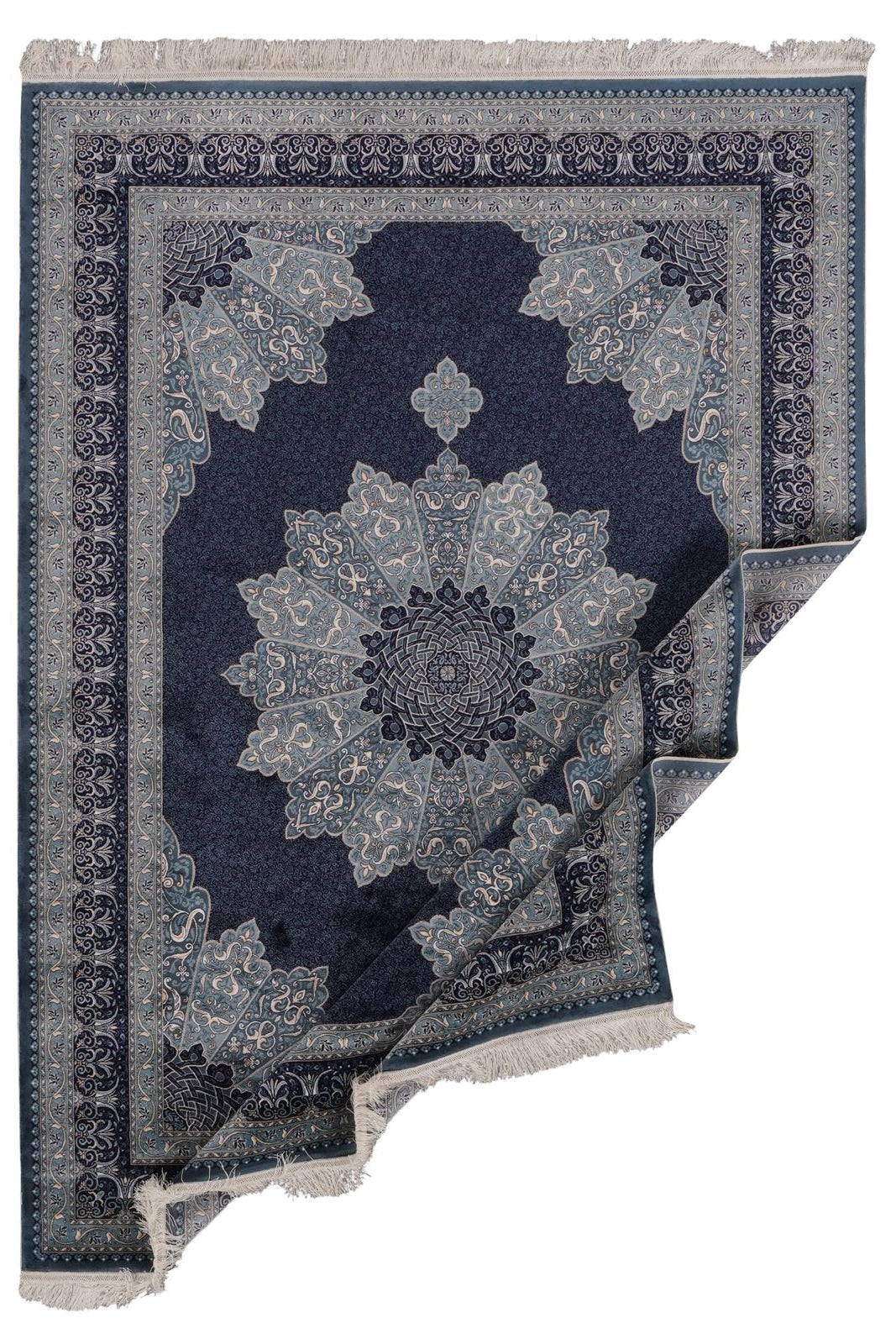 6x8 Black and Ivory Turkish Antep Rug