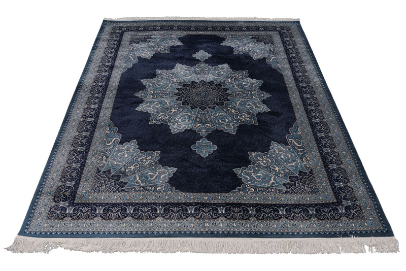 6x8 Black and Ivory Turkish Antep Rug