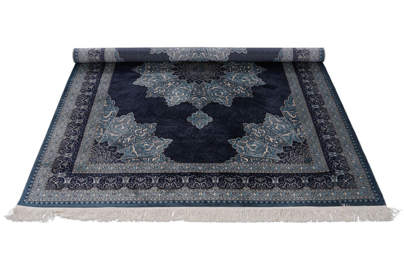 6x8 Black and Ivory Turkish Antep Rug