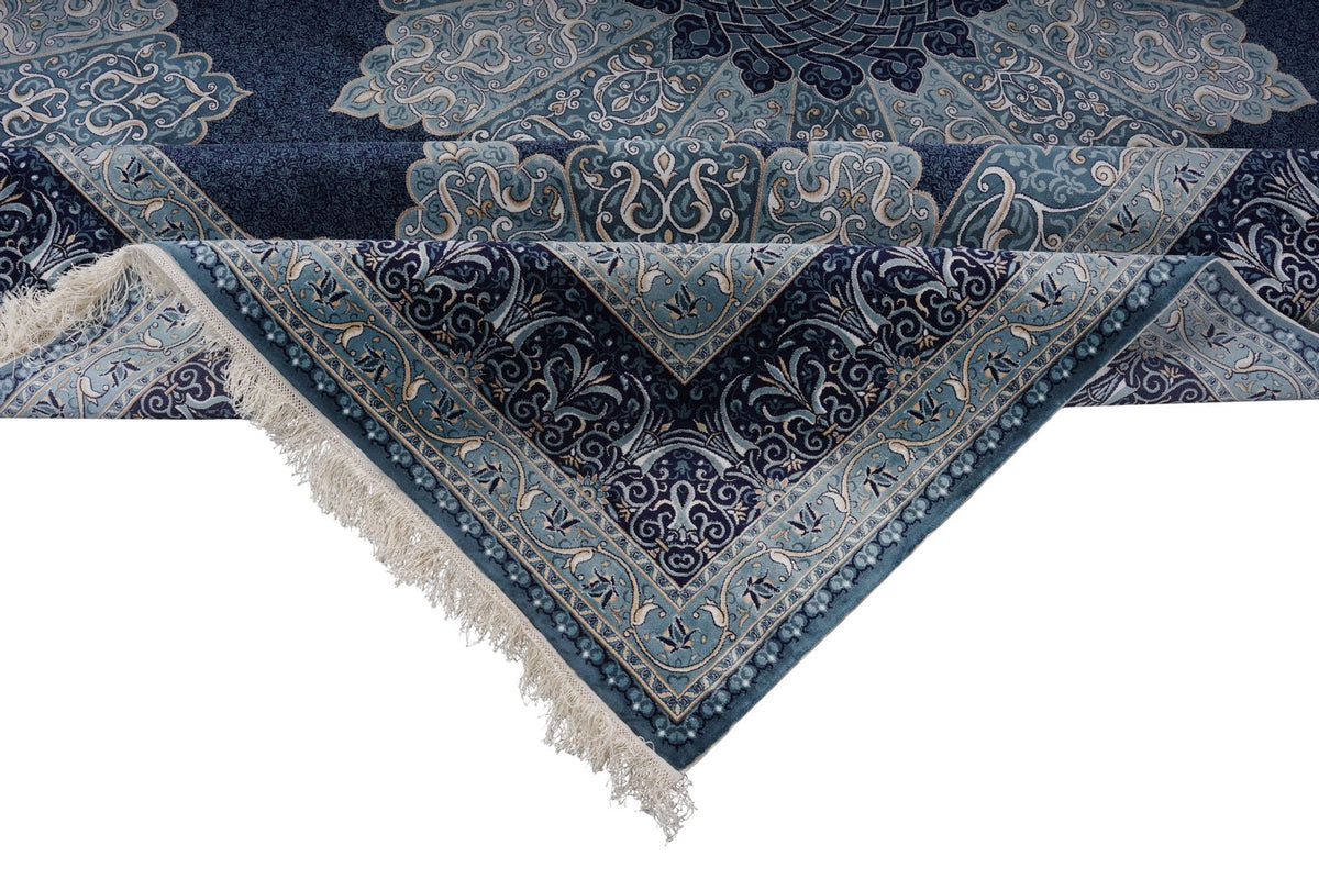 8x10 Navy and Ivory Turkish Antep Rug