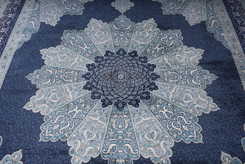 8x10 Navy and Ivory Turkish Antep Rug