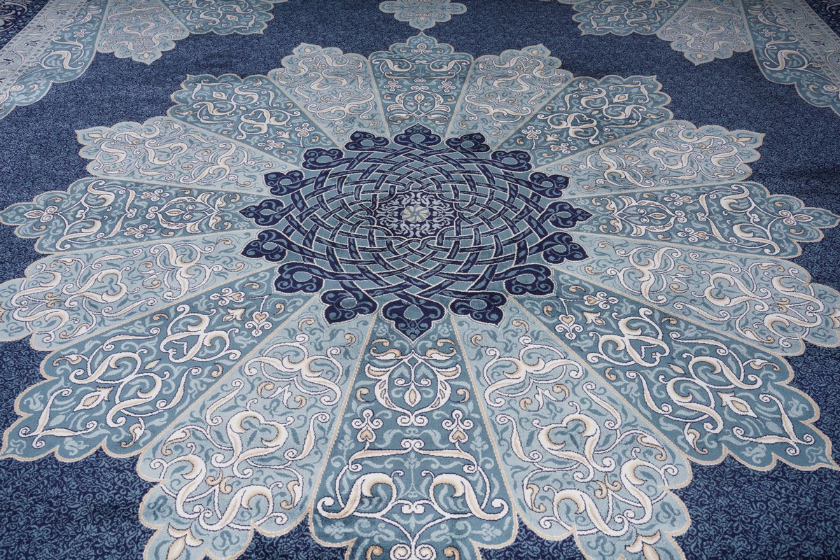 8x10 Navy and Ivory Turkish Antep Rug