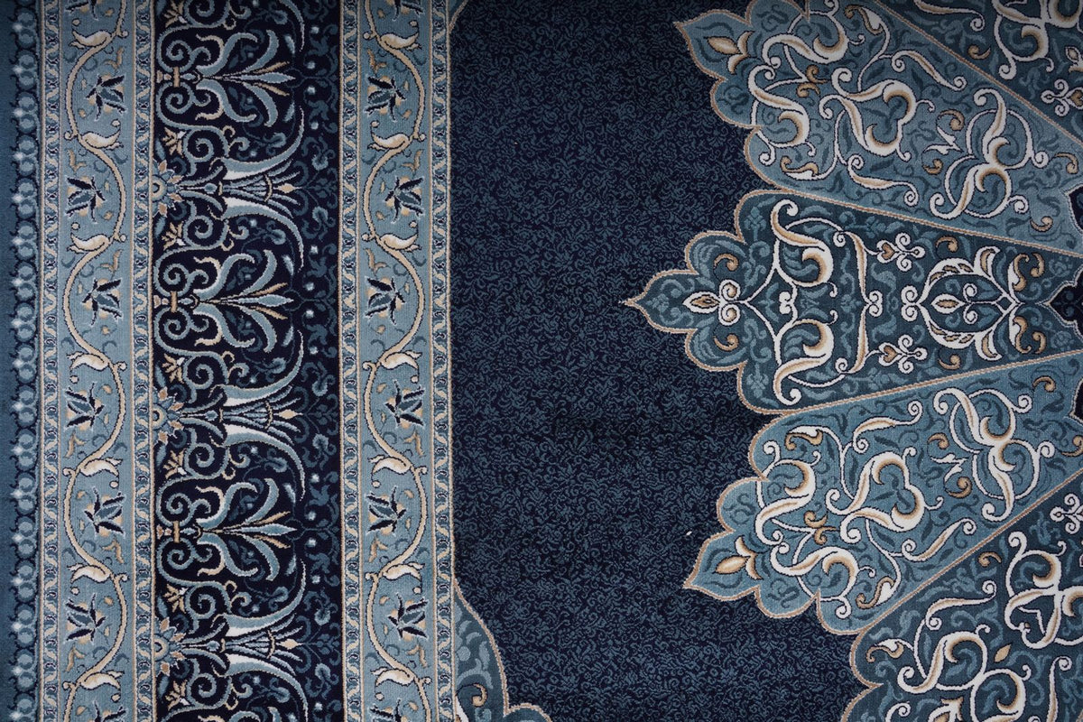 8x10 Navy and Ivory Turkish Antep Rug