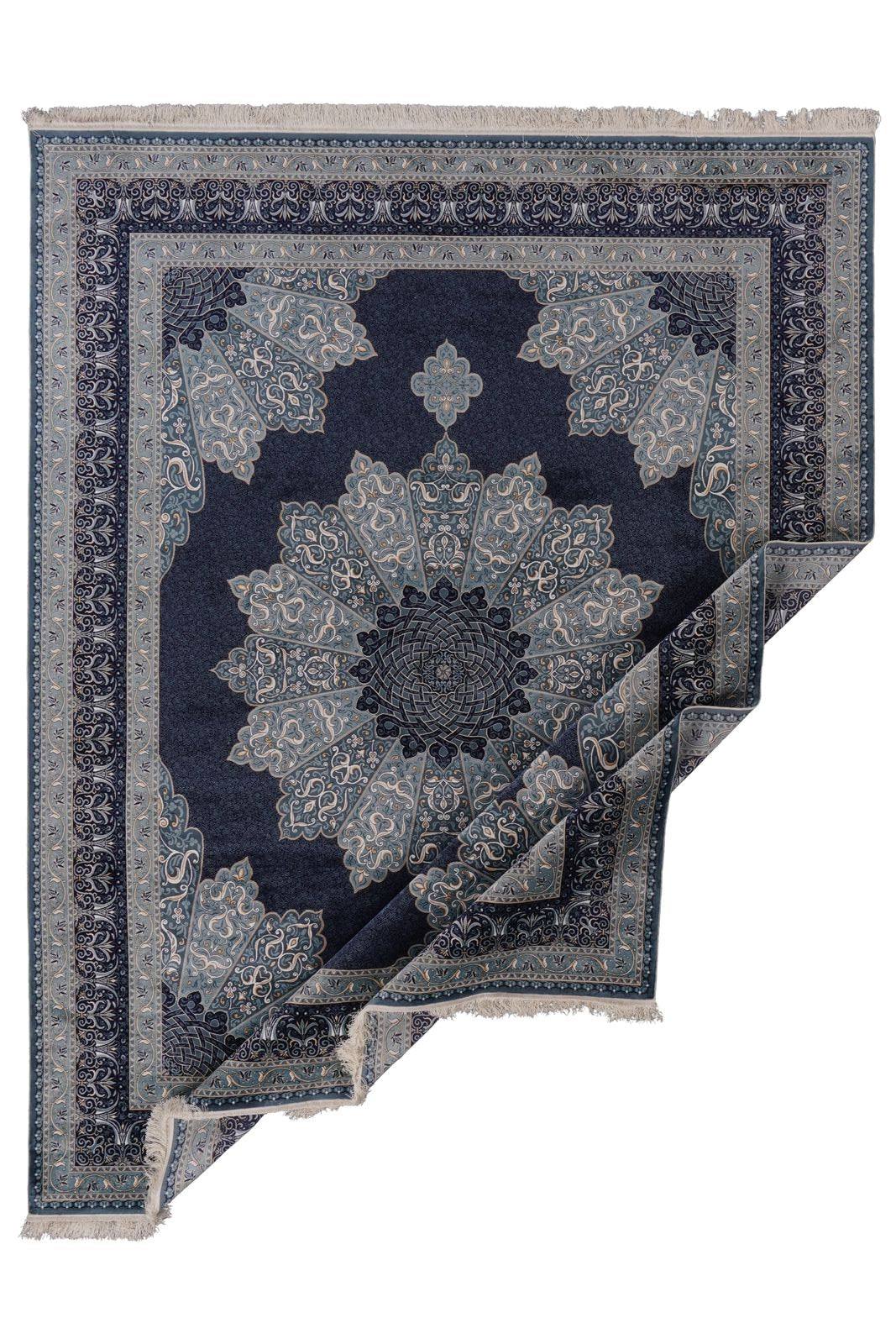 8x10 Navy and Ivory Turkish Antep Rug
