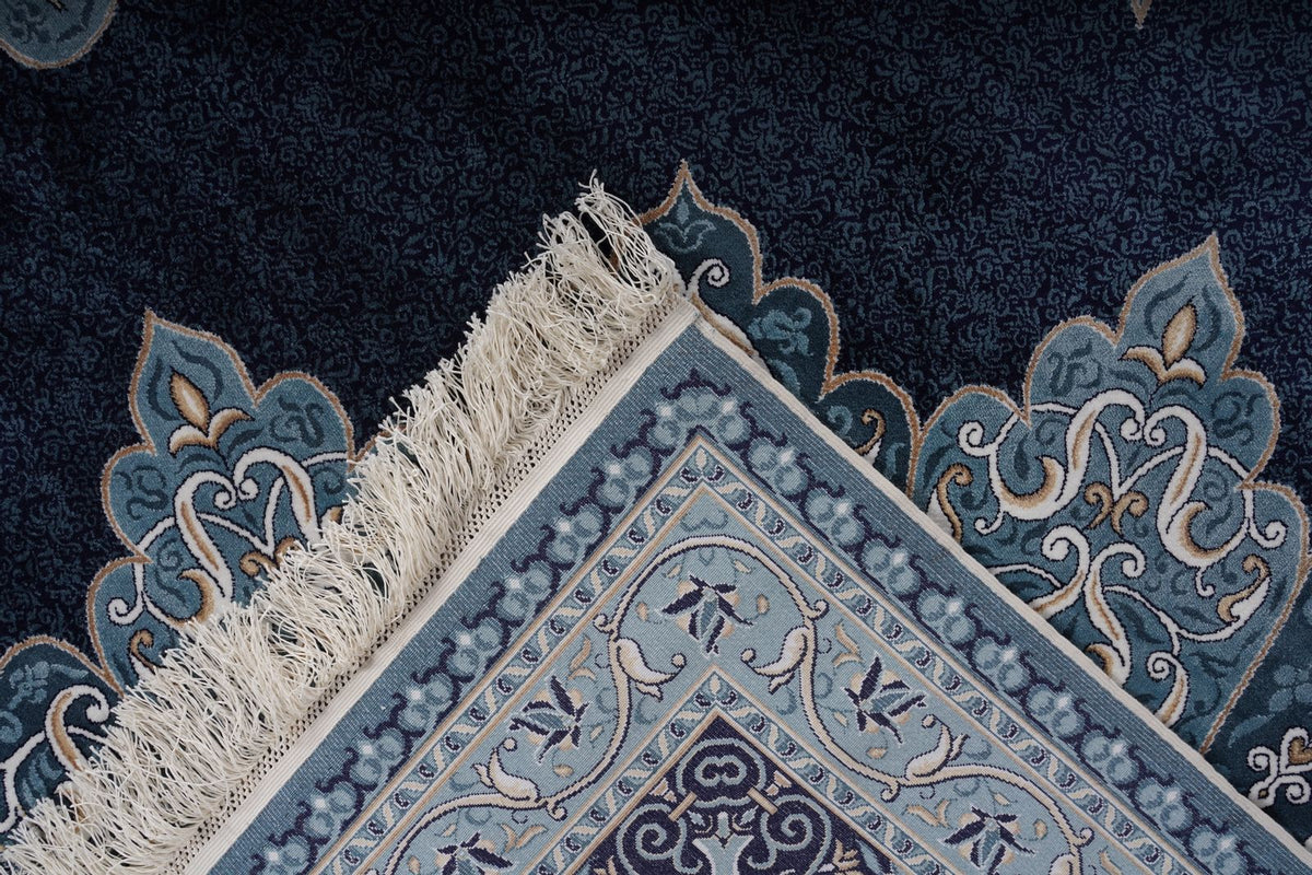 8x10 Navy and Ivory Turkish Antep Rug