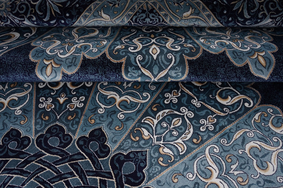 8x10 Navy and Ivory Turkish Antep Rug