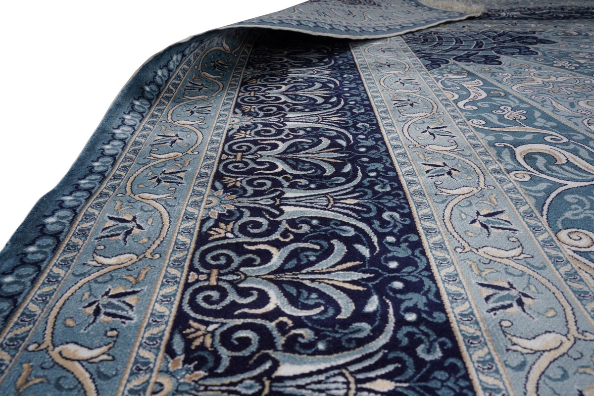 8x10 Navy and Ivory Turkish Antep Rug