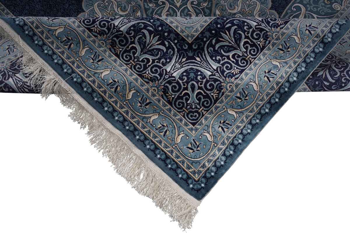 8x10 Navy and Ivory Turkish Antep Rug