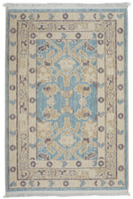 2x3 Blue and Beige Turkish Traditional Rug