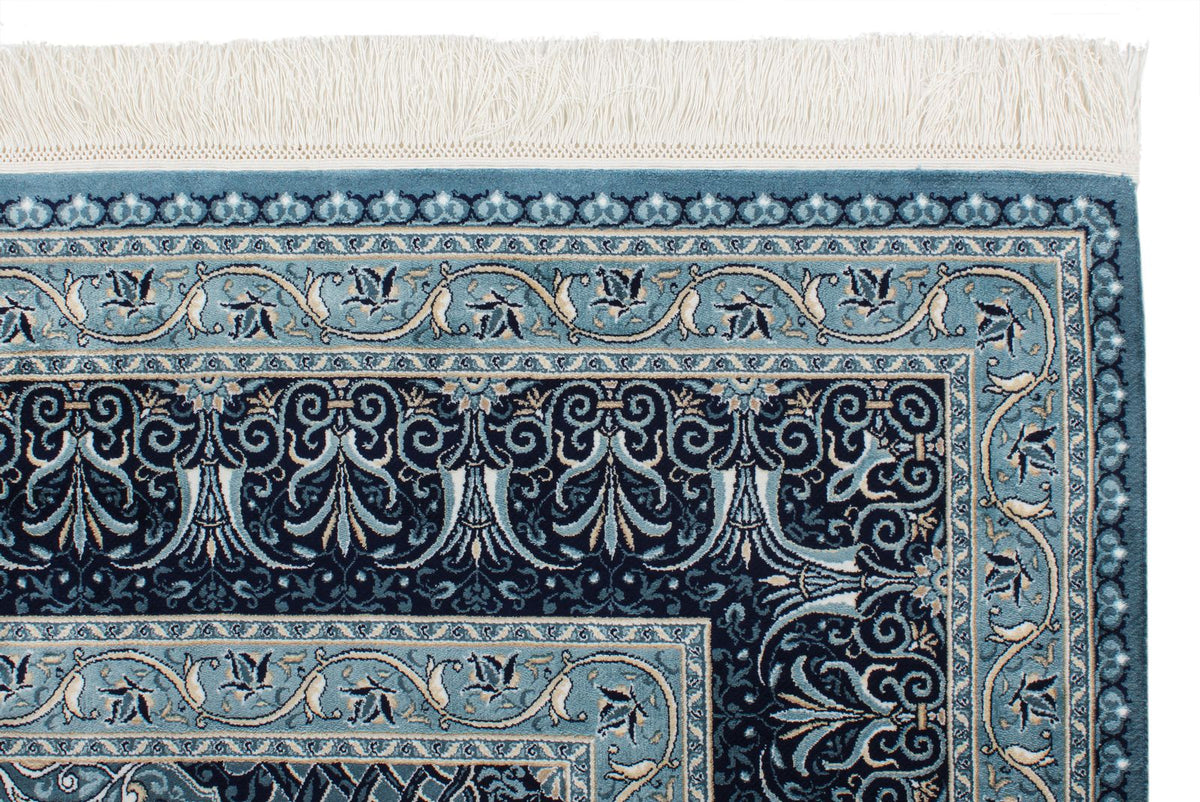 7x10 Navy and Ivory Turkish Antep Rug