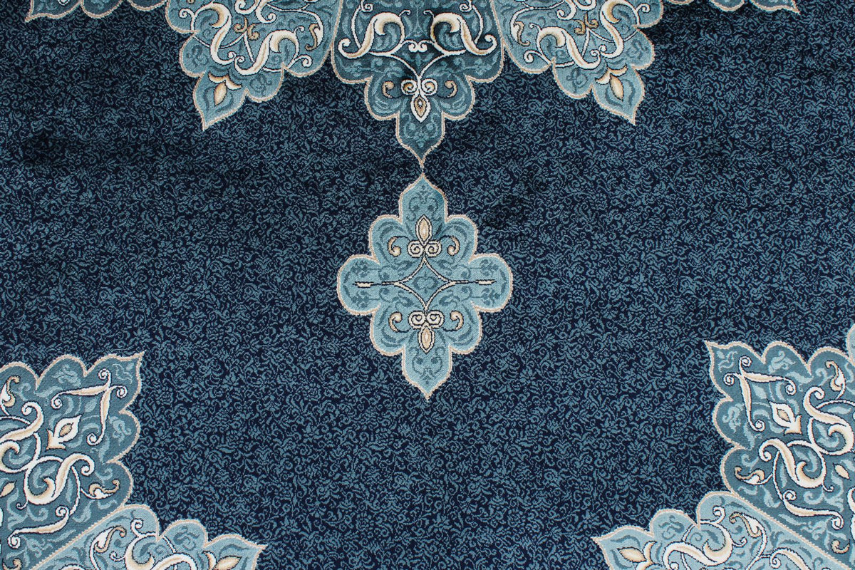 7x10 Navy and Ivory Turkish Antep Rug