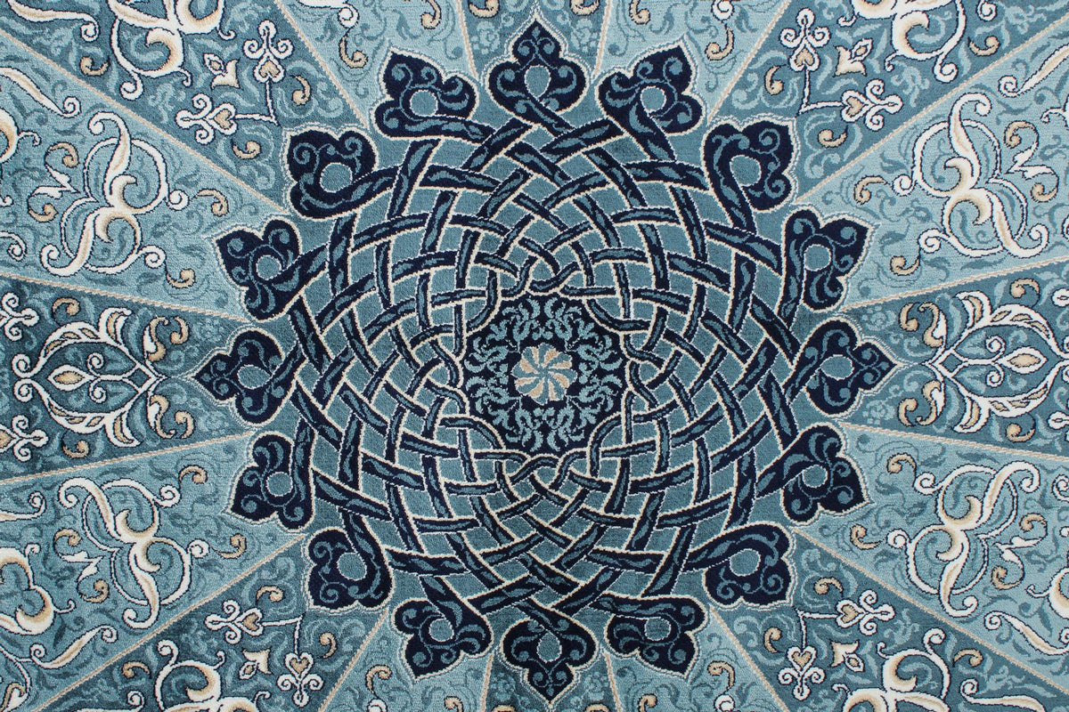 7x10 Navy and Ivory Turkish Antep Rug