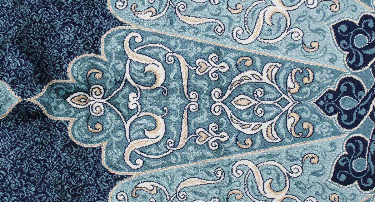 7x10 Navy and Ivory Turkish Antep Rug