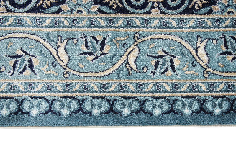 7x10 Navy and Ivory Turkish Antep Rug