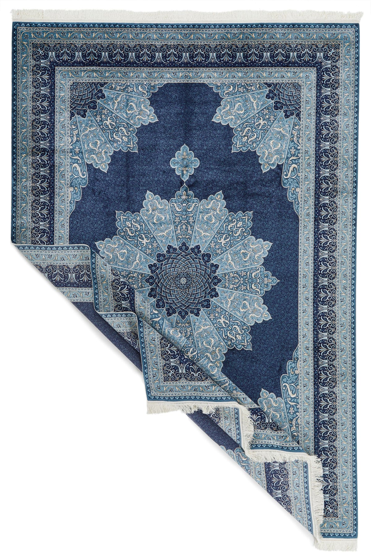 7x10 Navy and Ivory Turkish Antep Rug
