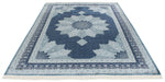 7x10 Navy and Ivory Turkish Antep Rug