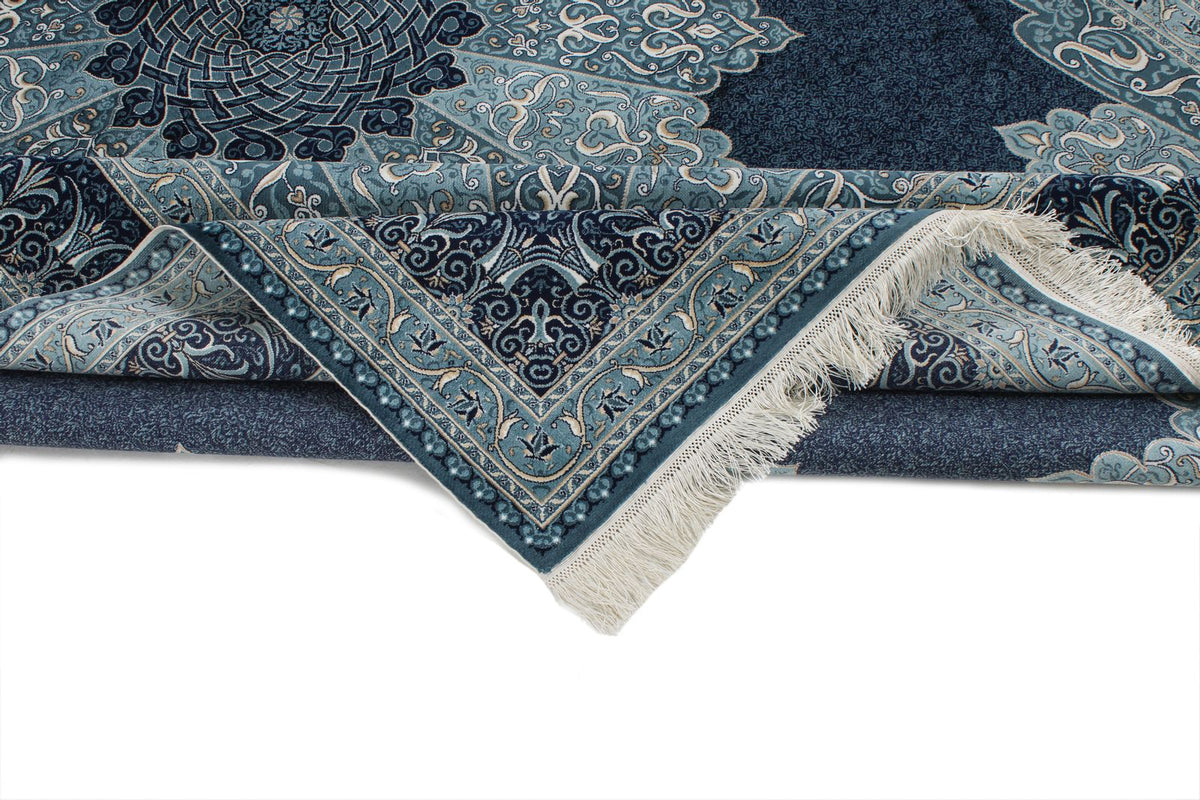 7x10 Navy and Ivory Turkish Antep Rug