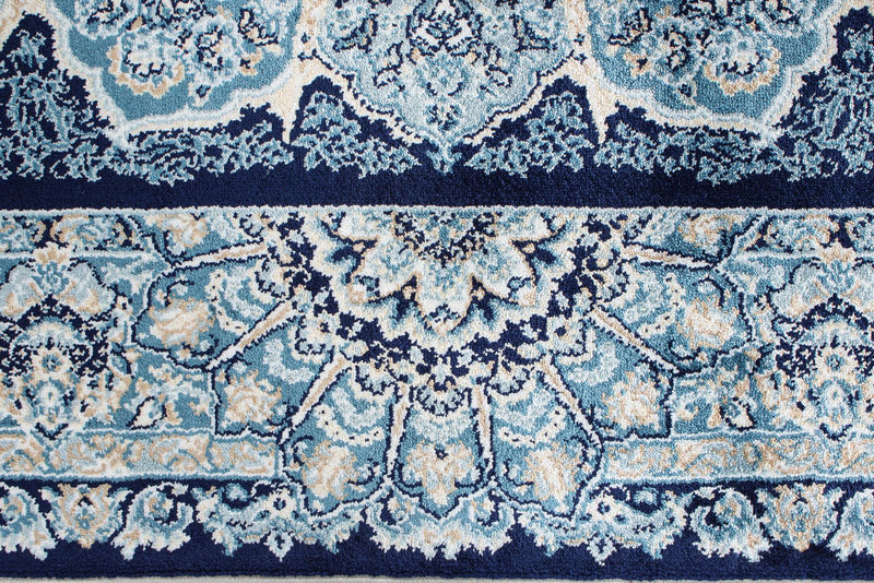 3x5 Navy and Ivory Turkish Antep Rug