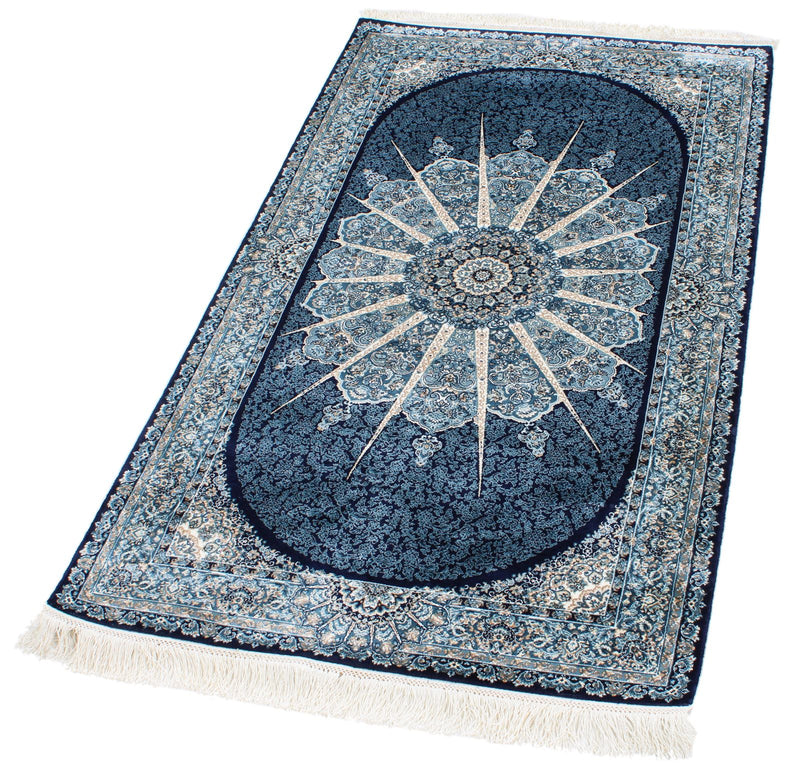 3x5 Navy and Ivory Turkish Antep Rug