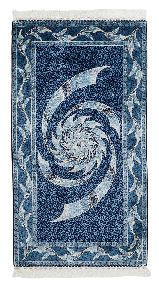 3x5 Navy and Ivory Turkish Antep Rug