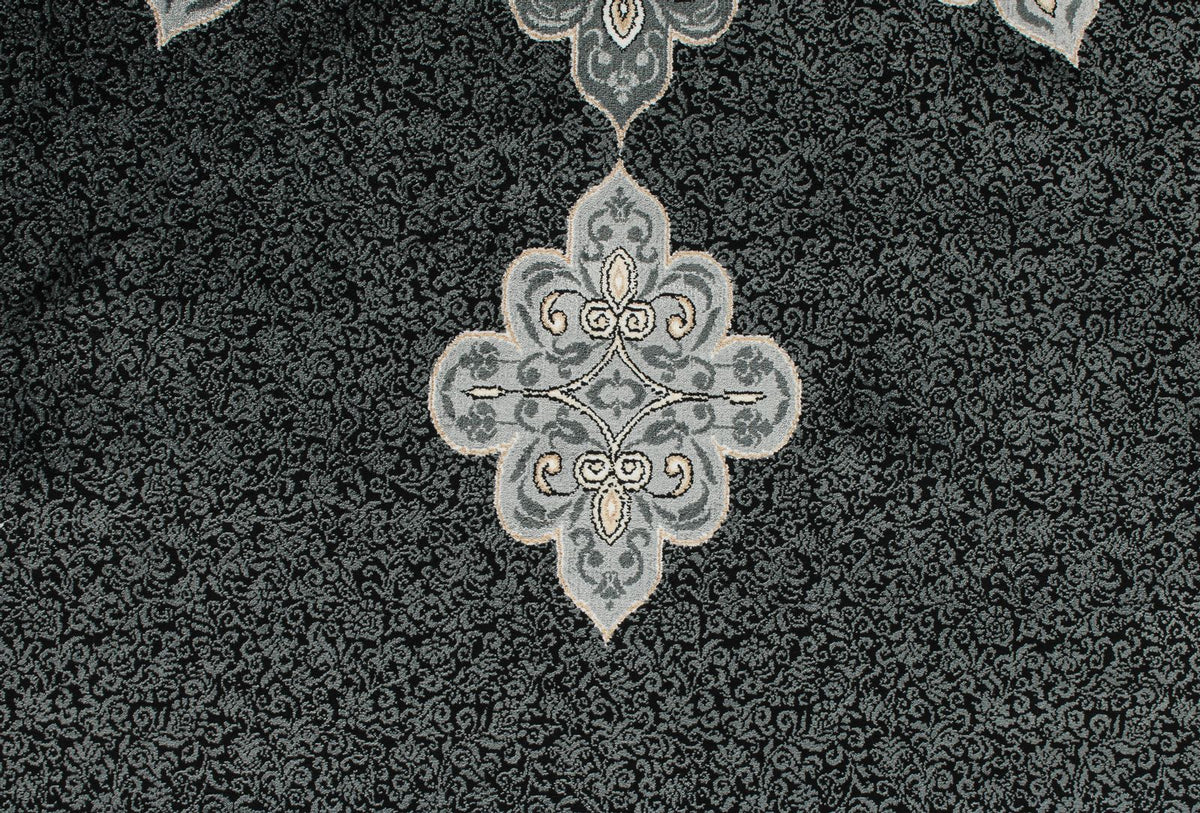 7x10 Black and Ivory Turkish Antep Rug