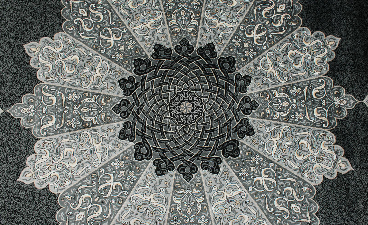 7x10 Black and Ivory Turkish Antep Rug
