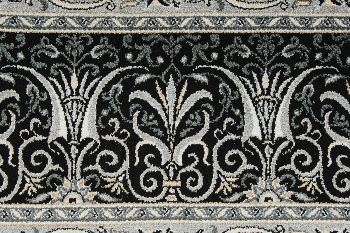 7x10 Black and Ivory Turkish Antep Rug