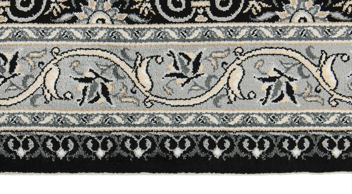 7x10 Black and Ivory Turkish Antep Rug