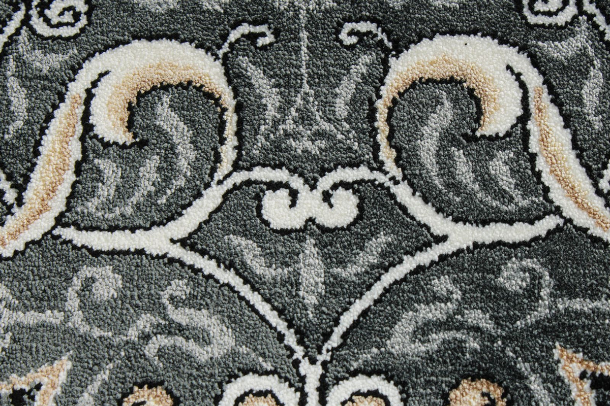 7x10 Black and Ivory Turkish Antep Rug