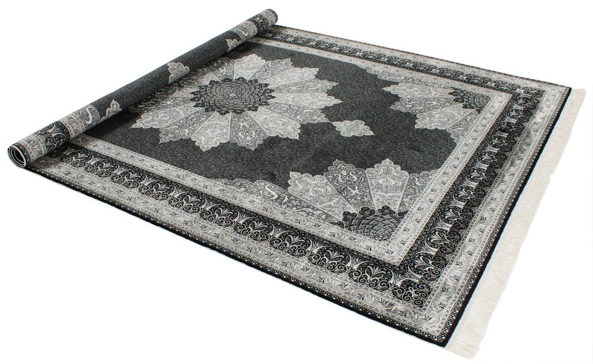 7x10 Black and Ivory Turkish Antep Rug