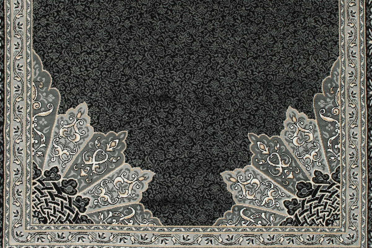 3x13 Black and Ivory Turkish Antep Runner