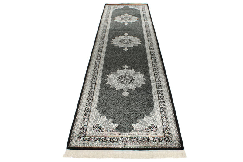 3x13 Black and Ivory Turkish Antep Runner