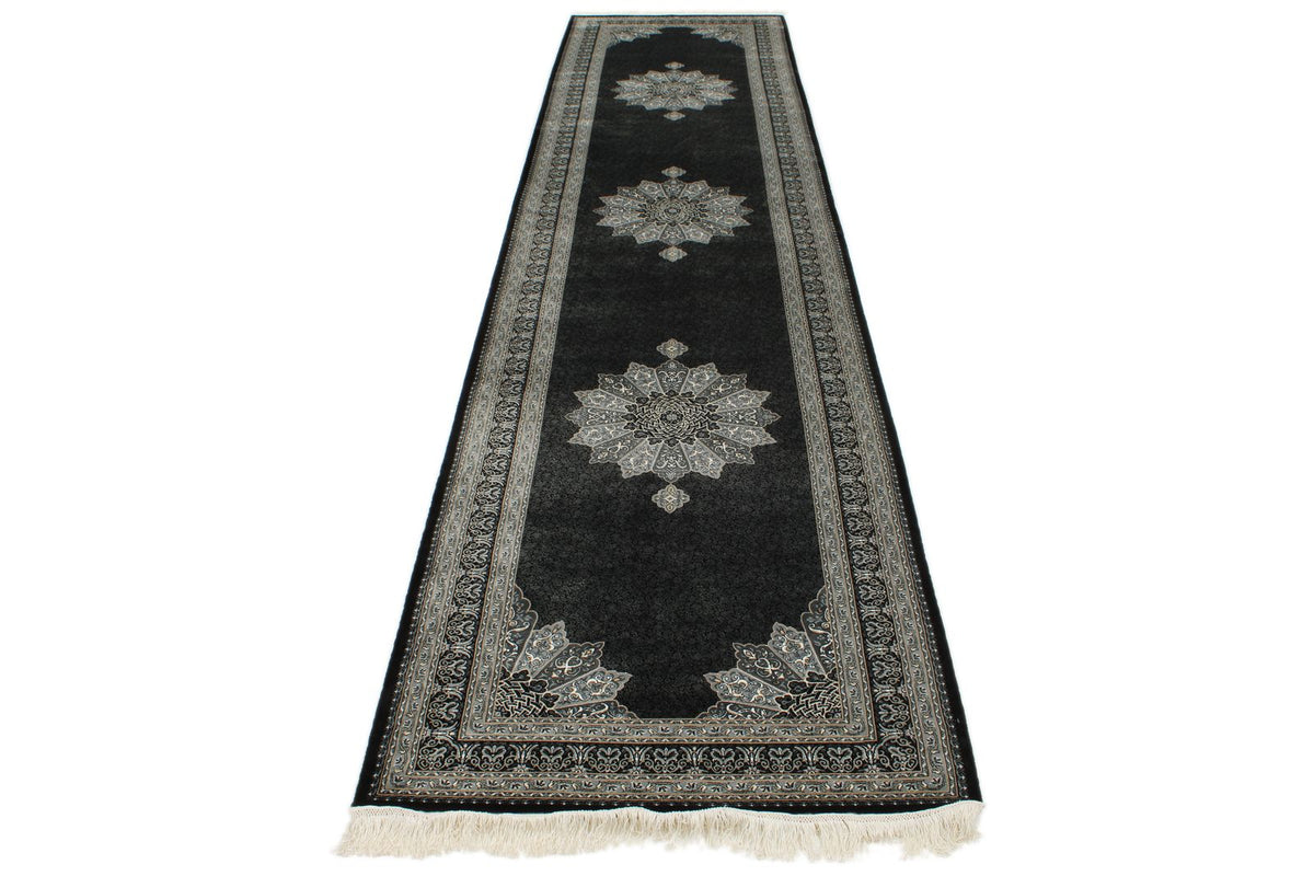 3x13 Black and Ivory Turkish Antep Runner